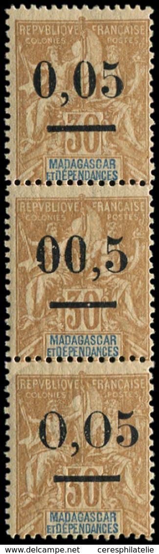 ** MADAGASCAR 52d : 00,5 Sur 30c. Brun Tenant à 52 I Et 52 II, TTB - Autres & Non Classés