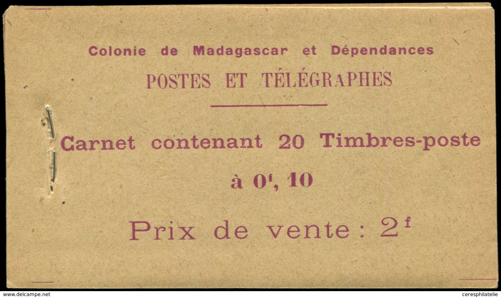 MADAGASCAR Carnet 5 : 10c. Brun Et Violet, Carnet De 20, TB, Cote Et N° Maury - Autres & Non Classés