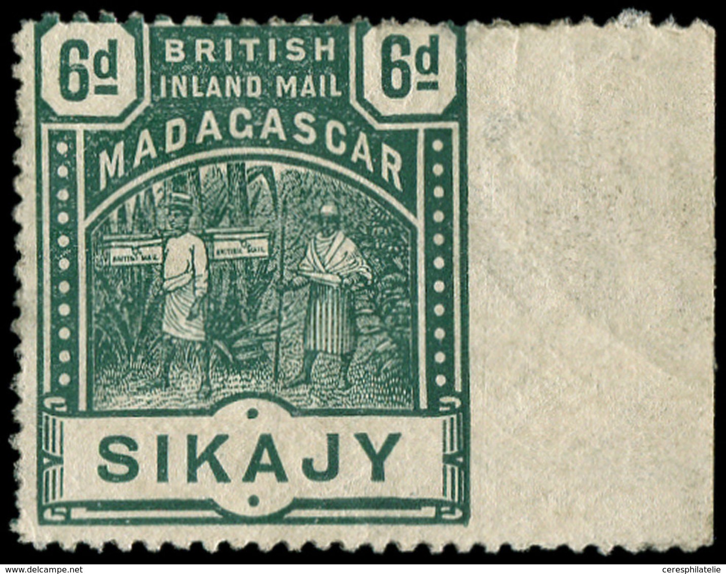 ** MADAGASCAR Courrier Consulaire Britannique 57 : 6d. Vert Foncé, Dentelé 3 Côtés, Bdf, TB - Sonstige & Ohne Zuordnung