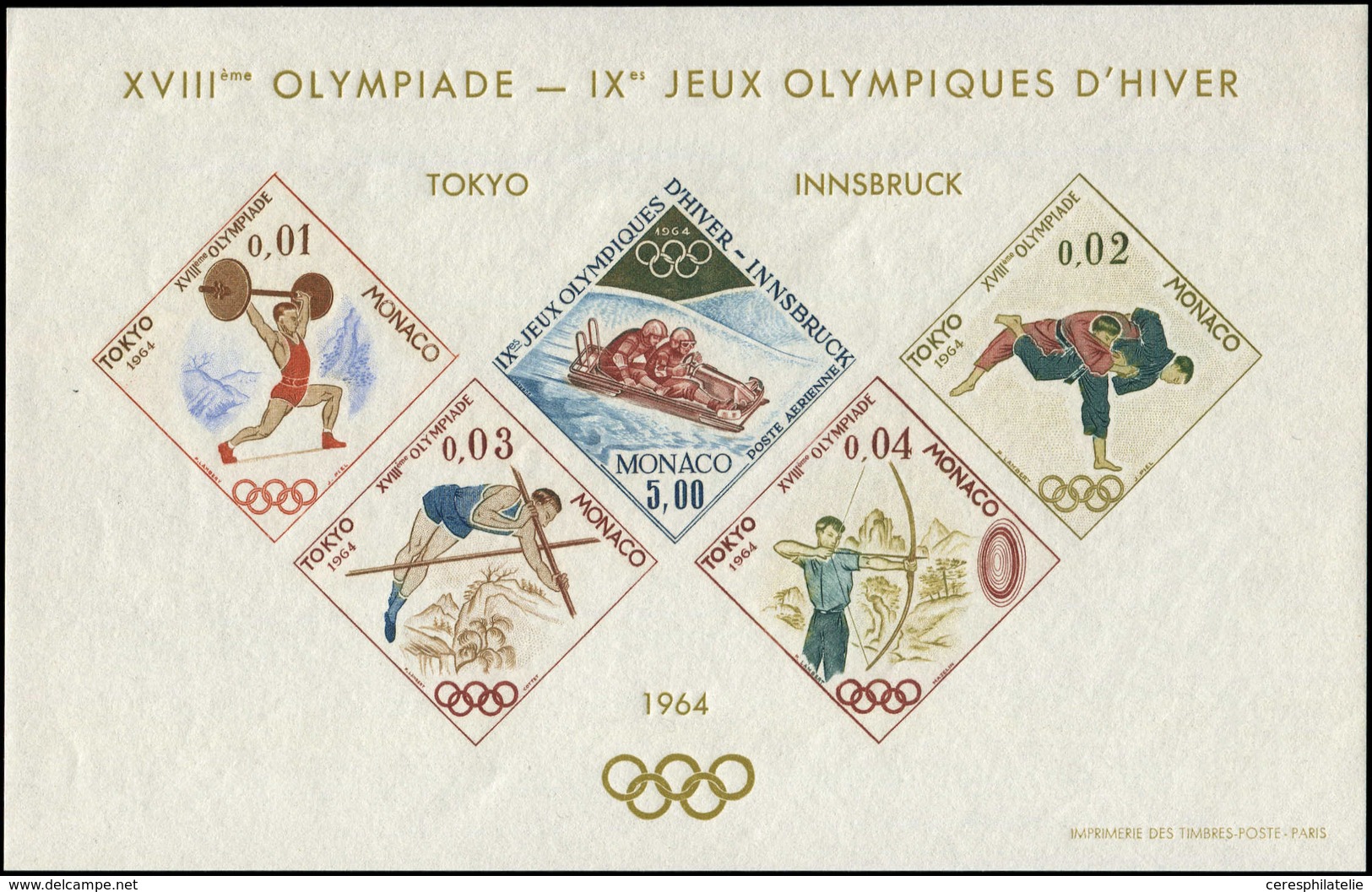 ** MONACO BF Spéciaux 7 : J.O De Tokyo 1964, NON DENTELE, TB - Blocs