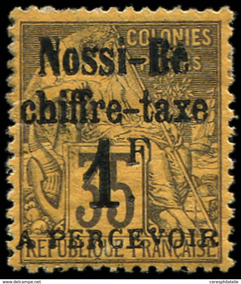 * NOSSI-BE Taxe 6 : 1f. Sur 35c. Violet-noir Sur Jaune-orange, TB. Br - Autres & Non Classés