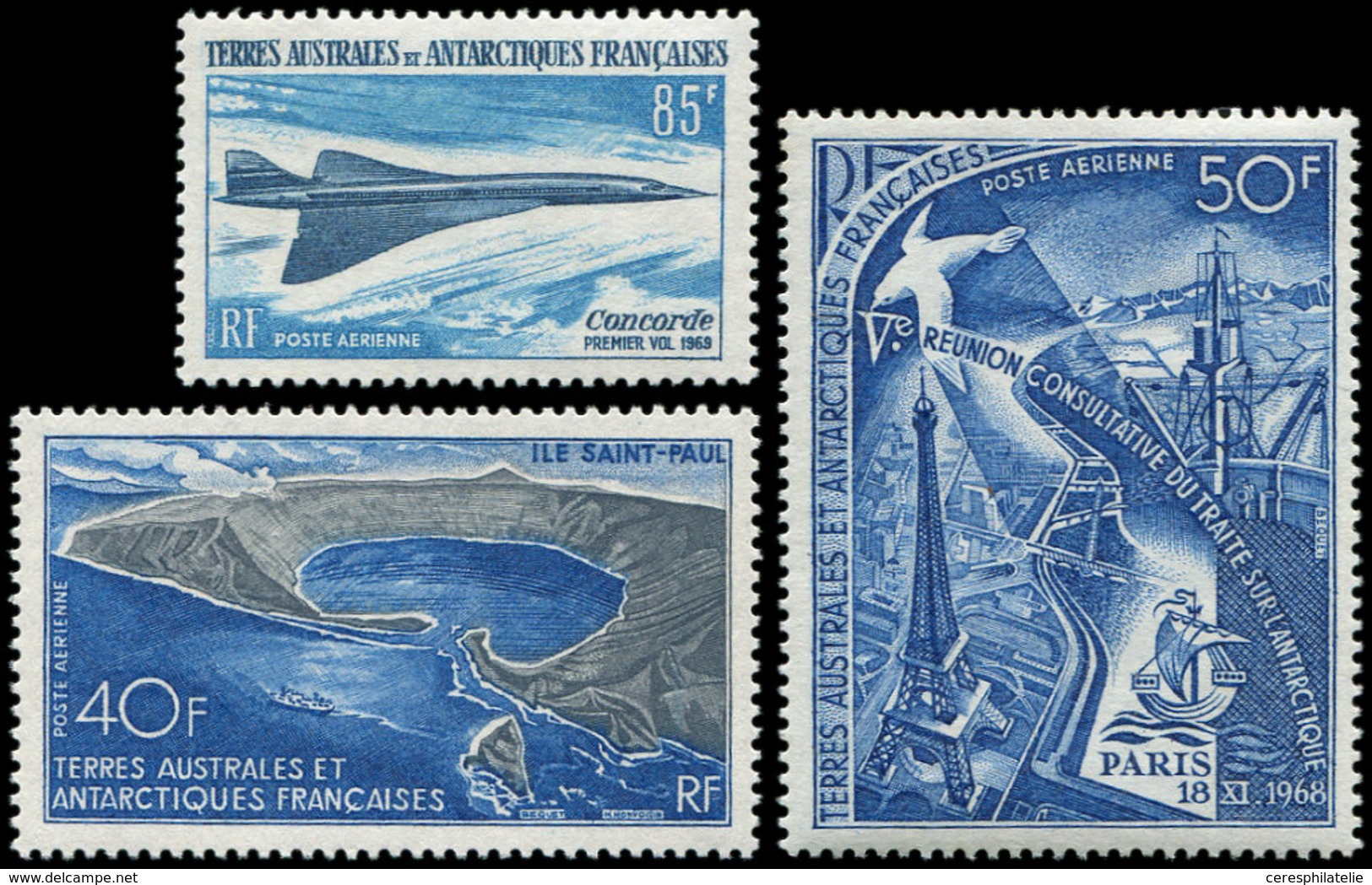 ** T.A.A.F. PA 17/19 : St Paul, Traité De L'Antarctique Et Concorde, TB - Poste Aérienne