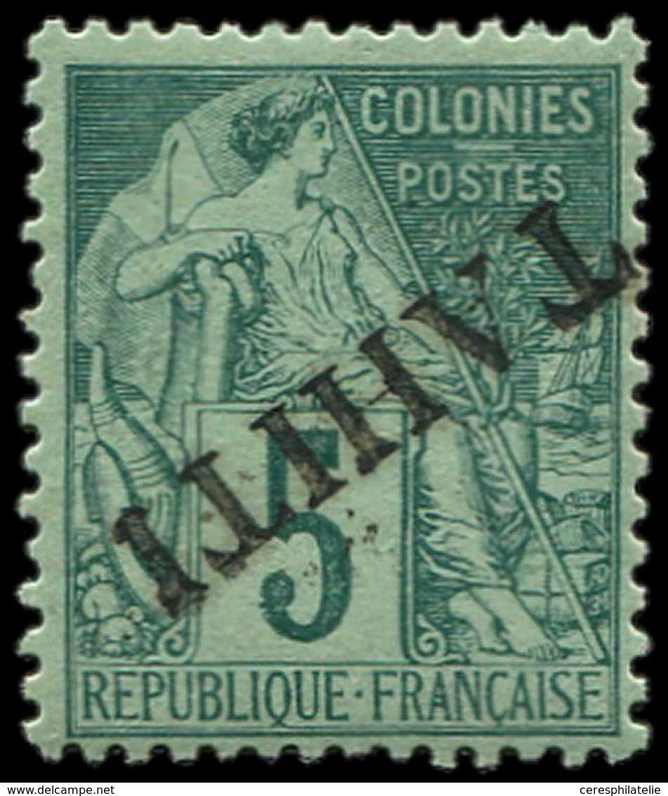 ** TAHITI 10a : 5c. Vert, Surch. RENVERSEE, TB - Other & Unclassified