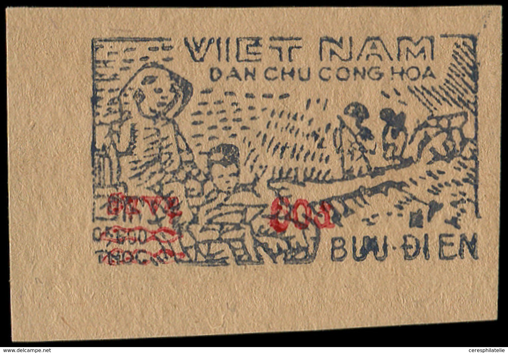 VIETNAM DU NORD 60d. Sur 0f.600, ESSAI NON DENTELE Cdf, TB - Viêt-Nam