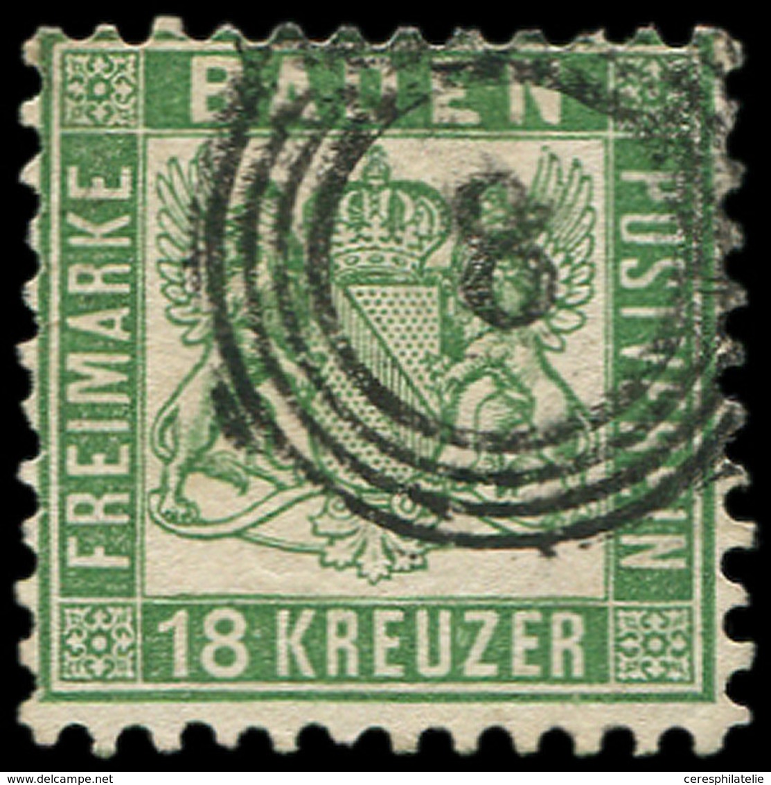 ALLEMAGNE (ANCIENS ETATS) BADE 20 : 18k. Vert, Obl., TB. Br - Sonstige & Ohne Zuordnung