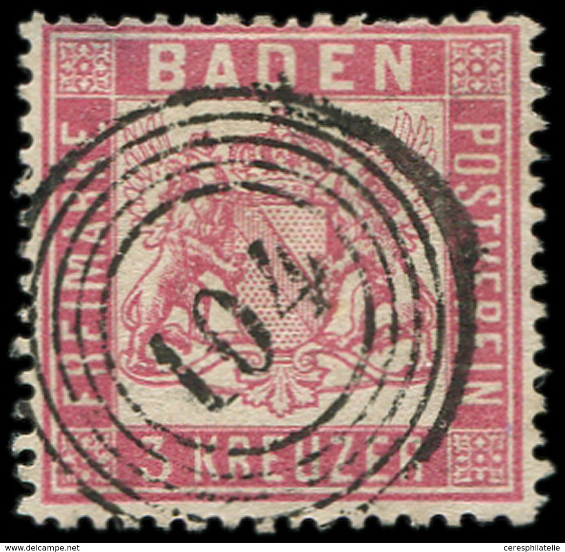 ALLEMAGNE (ANCIENS ETATS) BADE 22 : 3k. Rose, Dent. 13 1/2, Obl., TTB - Autres & Non Classés