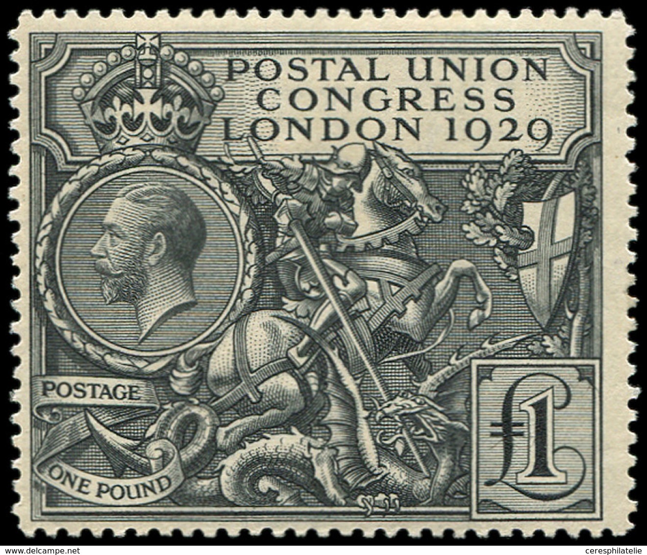 ** GRANDE BRETAGNE 183 : 1£. Noir, Congrès De L'UPU 1929, TB - Used Stamps