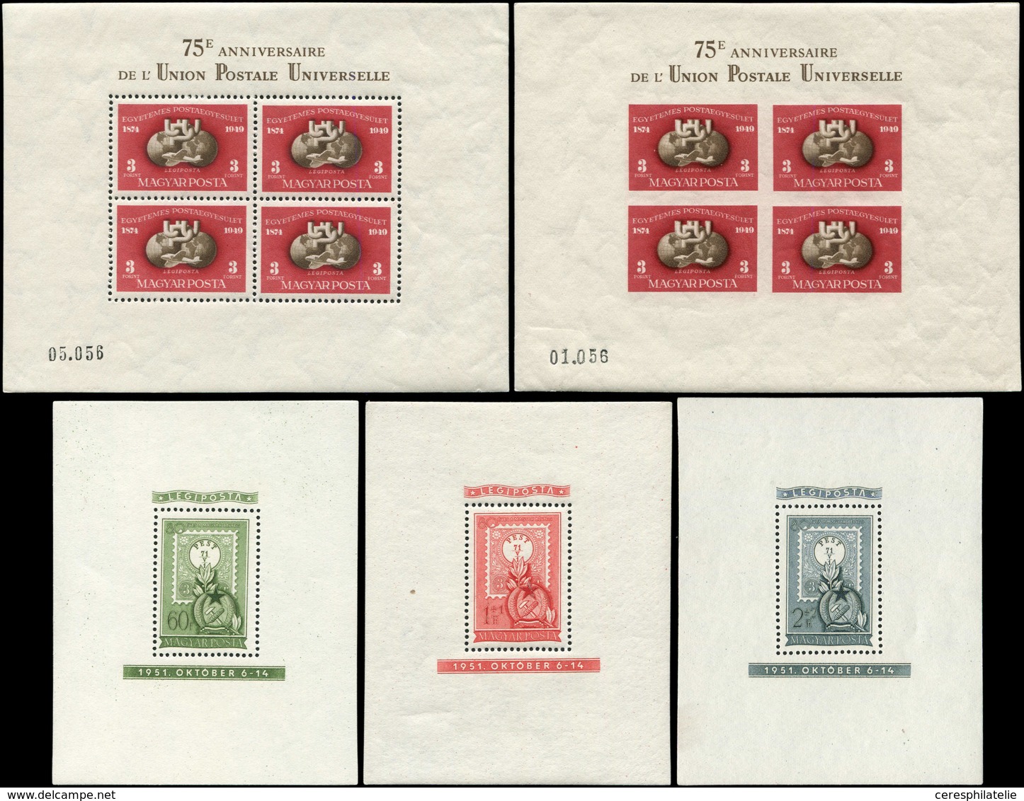 ** HONGRIE BF 90A/90AB : UPU, BF De 4 Dentelé Et Non Dentelé + BF N°26/28, TB - Blocks & Sheetlets