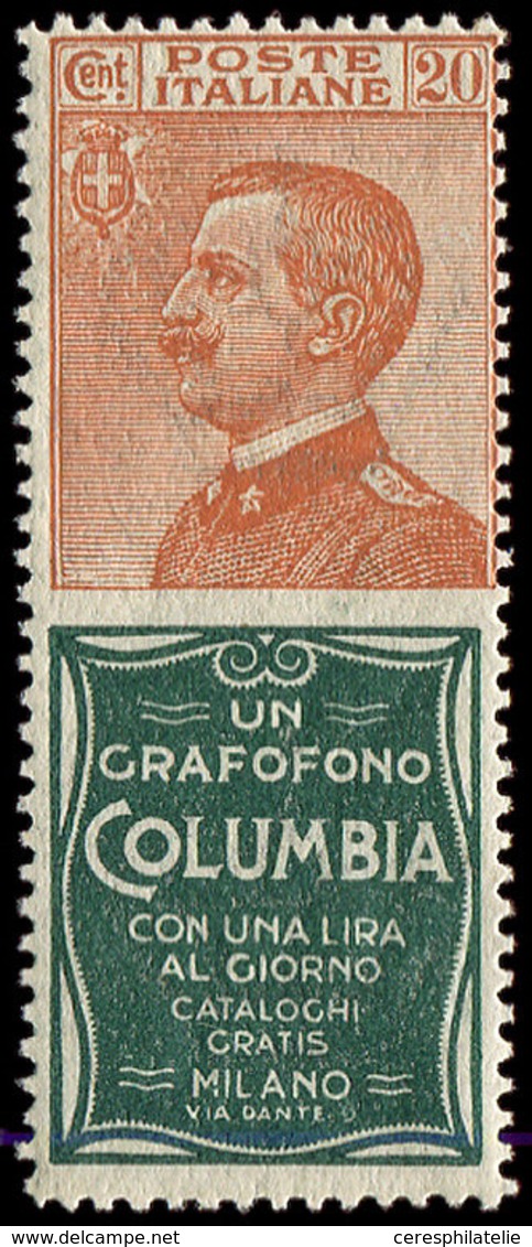 ** ITALIE 105 : 20c. Orange Avec Pub Grafofono COLUMBIA, TB - Used