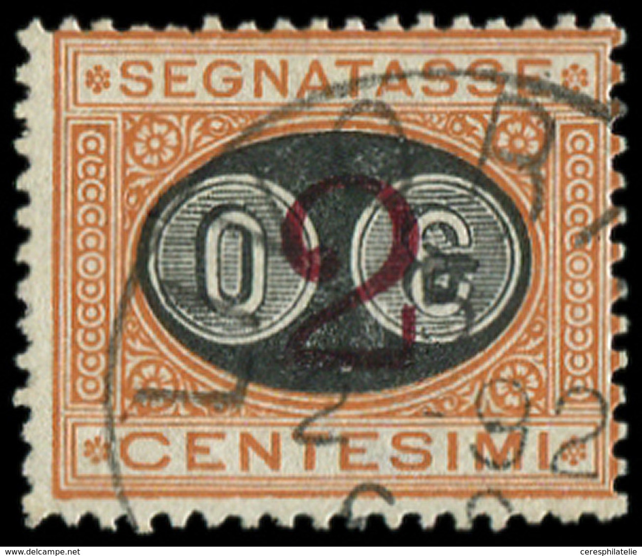 ITALIE Taxe 24a : 30 Sur 2c. Orange Et Noir, Obl., Surcharge RENVERSEE, Rare Et TTB. S - Postage Due