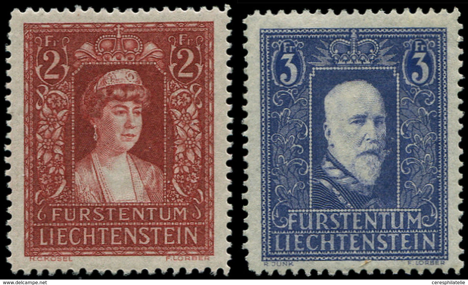 ** LIECHTENSTEIN 117 Et 129 : 3f. Violet Et 2f. Brun-rouge, TB - Neufs