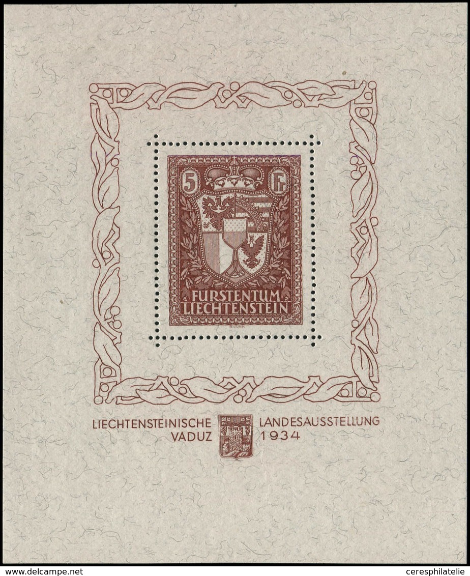 ** LIECHTENSTEIN BF 1 : Expo Vaduz 1934, TB - Blocks & Sheetlets & Panes