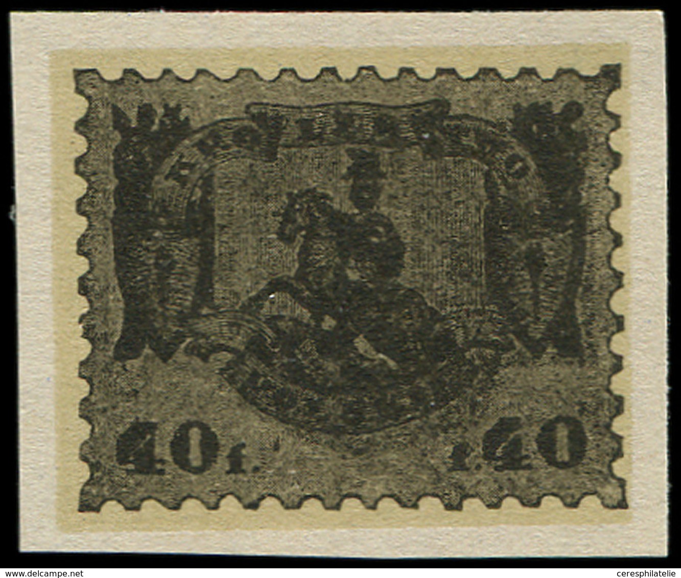 (*) POLOGNE Projet De Timbre Non Dentelé (dentelure Figurée), 40f. Cavalier Du 19e Siècle En Noir "KOLESTWO POLSKIE", TB - Altri & Non Classificati