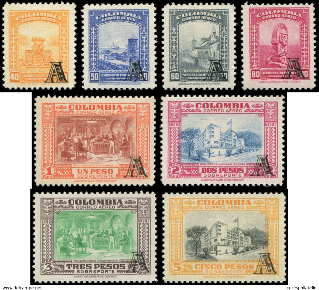 * COLOMBIE PA 207/14 : Série De 1951-52 Surchargée A, TB - Colombie