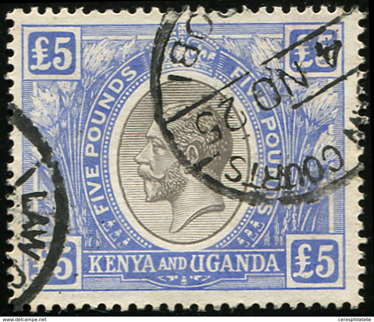 KENYA-OUGANDA 22 : 5£. Bleu Et Noir, Obl. 4/11/25, TB - Kenya & Uganda