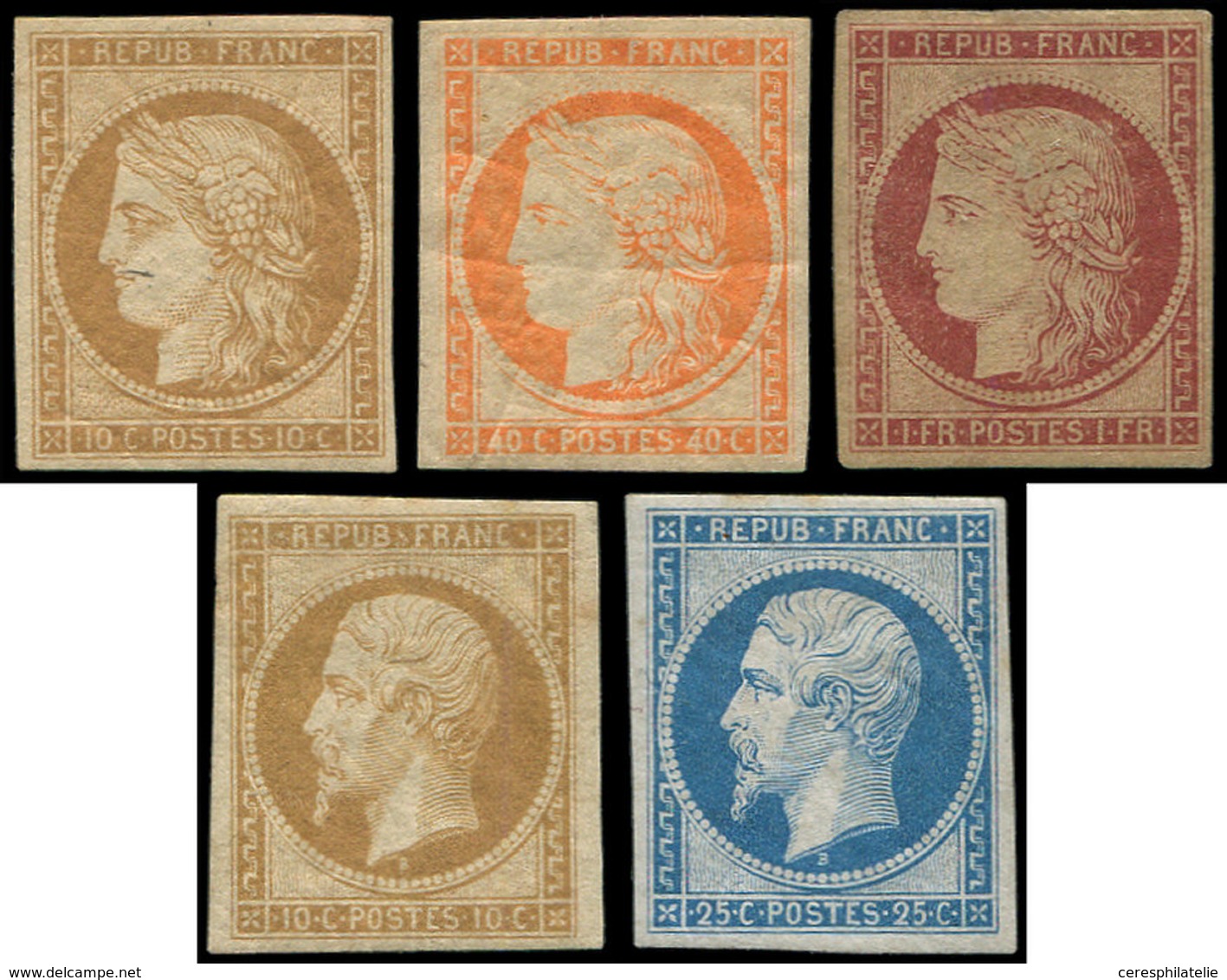 * Réimpressions De 1862, N°1, 5, 6, 9 Et 10, B/TB - Collections (en Albums)