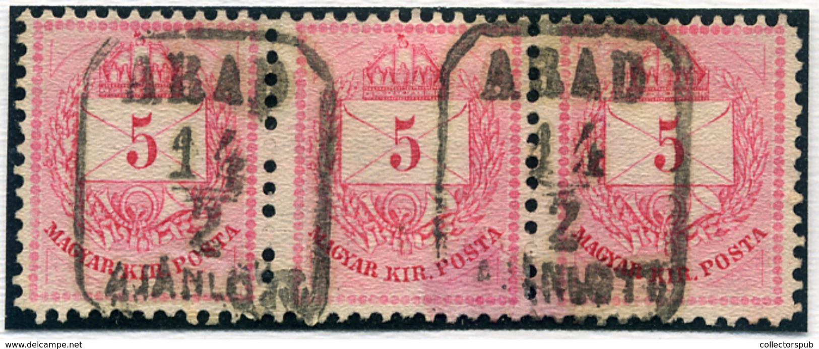 ARAD Ajánlott 5Kr Hárrmas Csík, Szép Bélyegzés  /  Reg. 5 Kr Triple Line Nice Pmk - Used Stamps