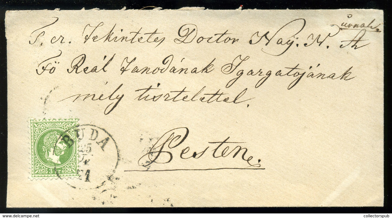 BUDA 1871. Helyi 3Kr-os, Szép Levél (48000)  /  BUDA 1871 Local 3 Kr Nice Letter - Oblitérés