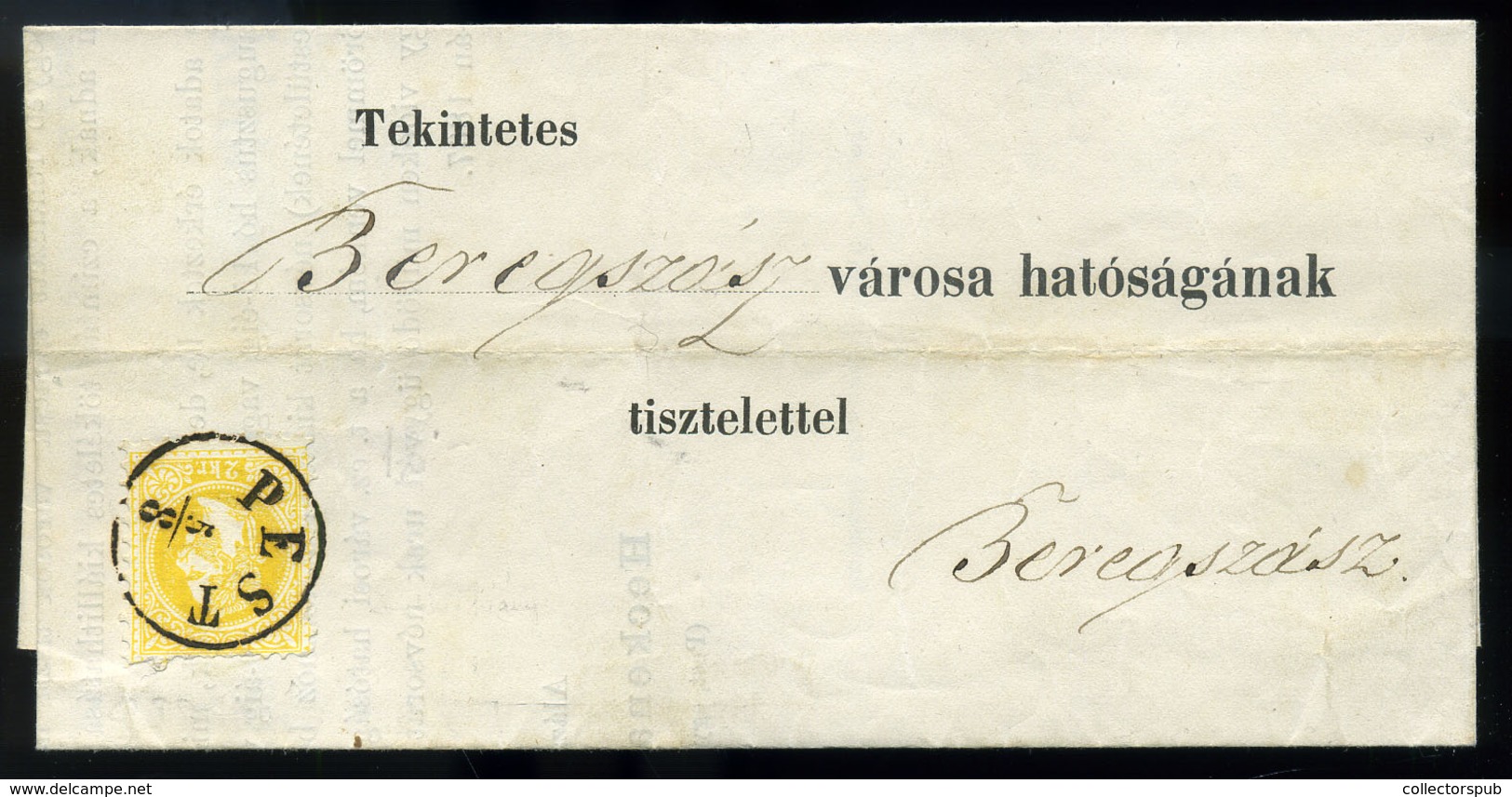 PEST 1867. Heckenast Gusztáv Nyomdász , érdekes 2Kr-ral Postázott Céges Levél Beregszászra Küldve / Gusztáv Heckenast Pr - Usati