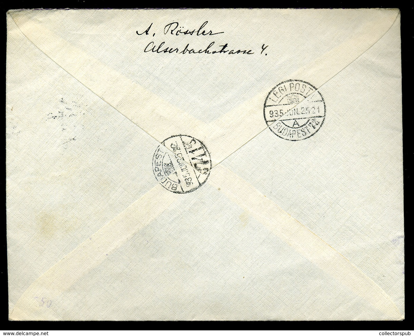 1935. Dekoratív Légi Levél Budapestre Küldve  /  Decorative Airmail Letter To Budapest - Autres & Non Classés