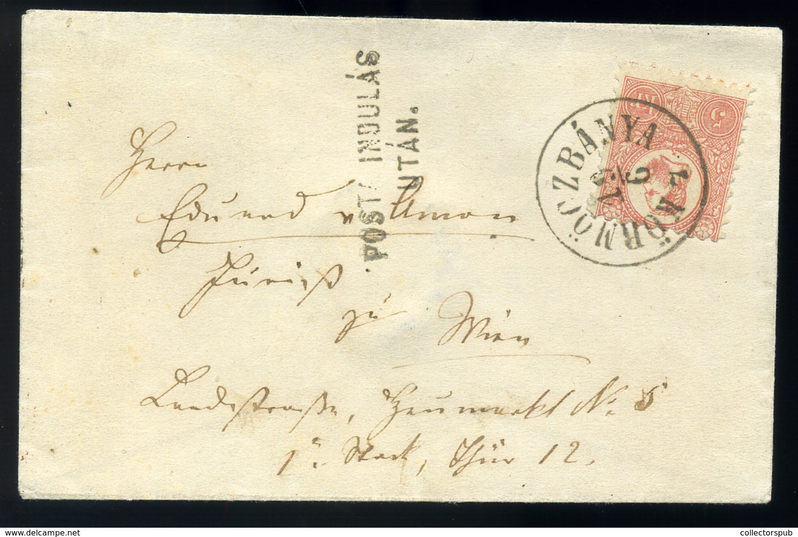 KÖRMÖCBÁNYA 1871. Kőnyomat 5Kr Levélen, "Posta Indulás Után" Bécsbe Küldve  /  Litho 5 Kr Letter To Vienna - Oblitérés