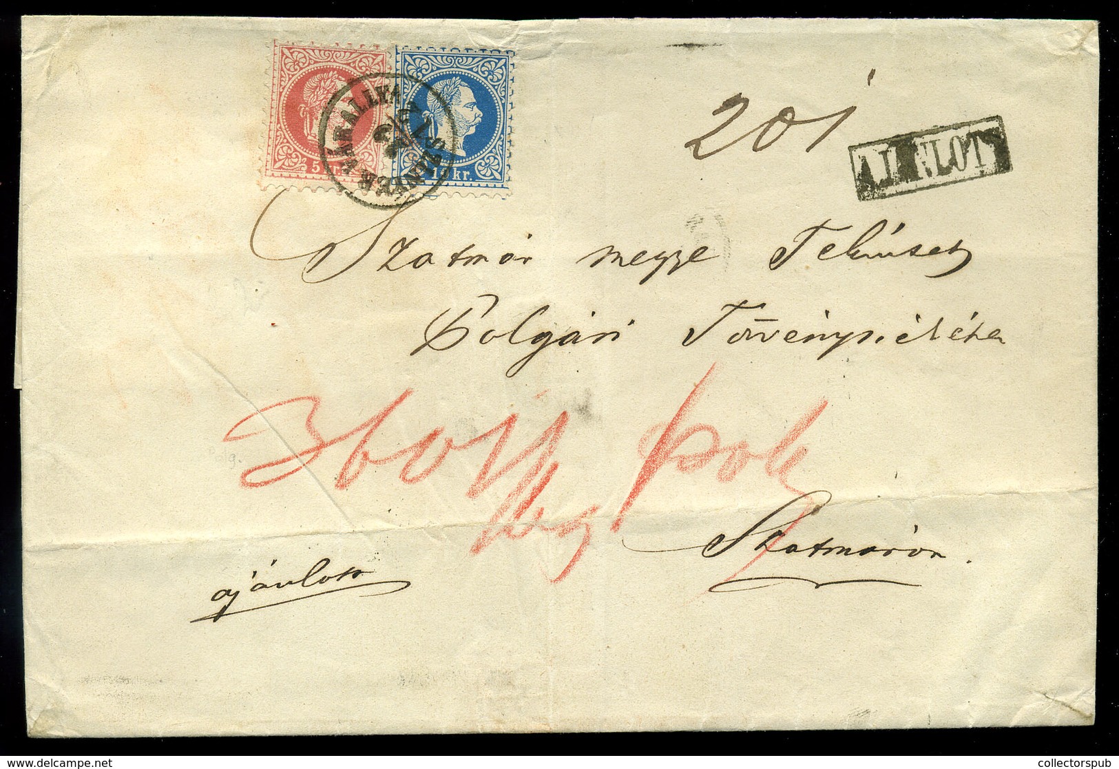 SZINYÉRVÁRALJA Ajánlott Levél 5+10Kr-ral Szatmárra Küldve - Used Stamps