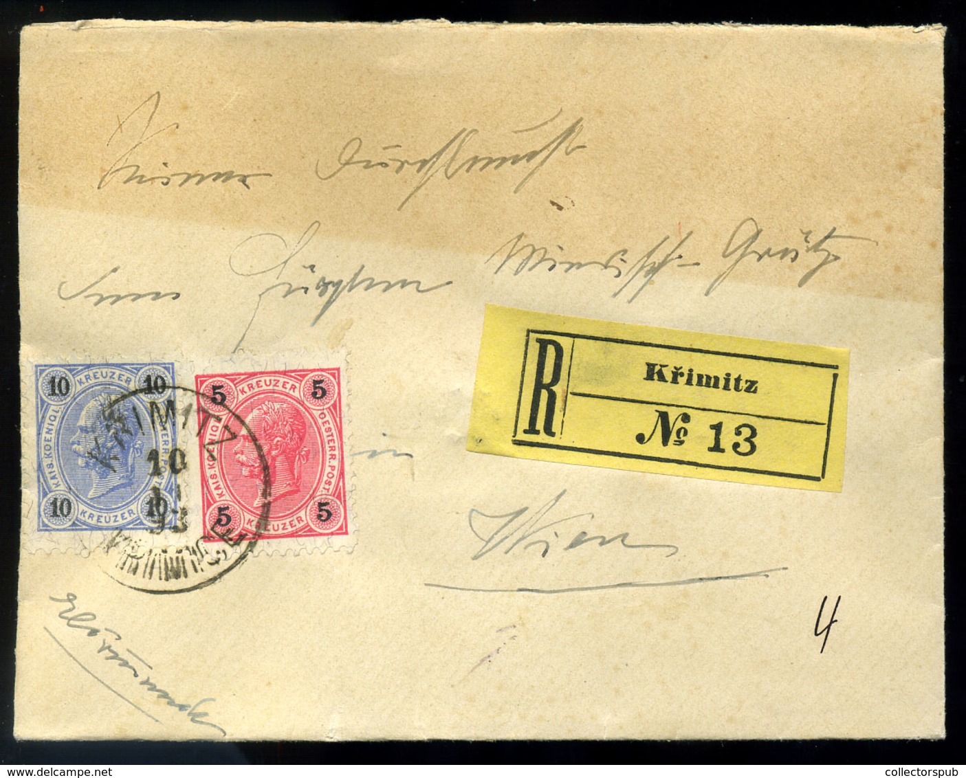 AUSZTRIA 1893. Krimitz, Ajánlott Levél Bécsbe Küldve - Briefe U. Dokumente