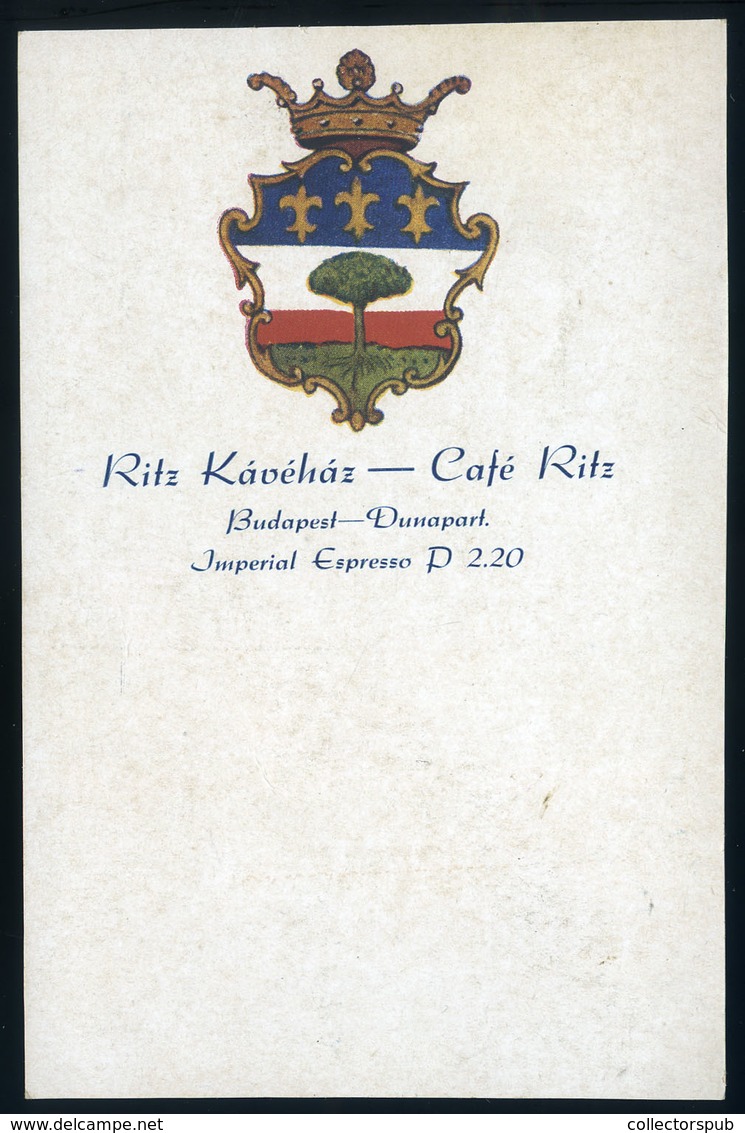 BUDAPEST Ritz Kávéház, Reklám Képeslap  /  Café Ritz Adv.  Vintage Pic. P.card - Hongarije