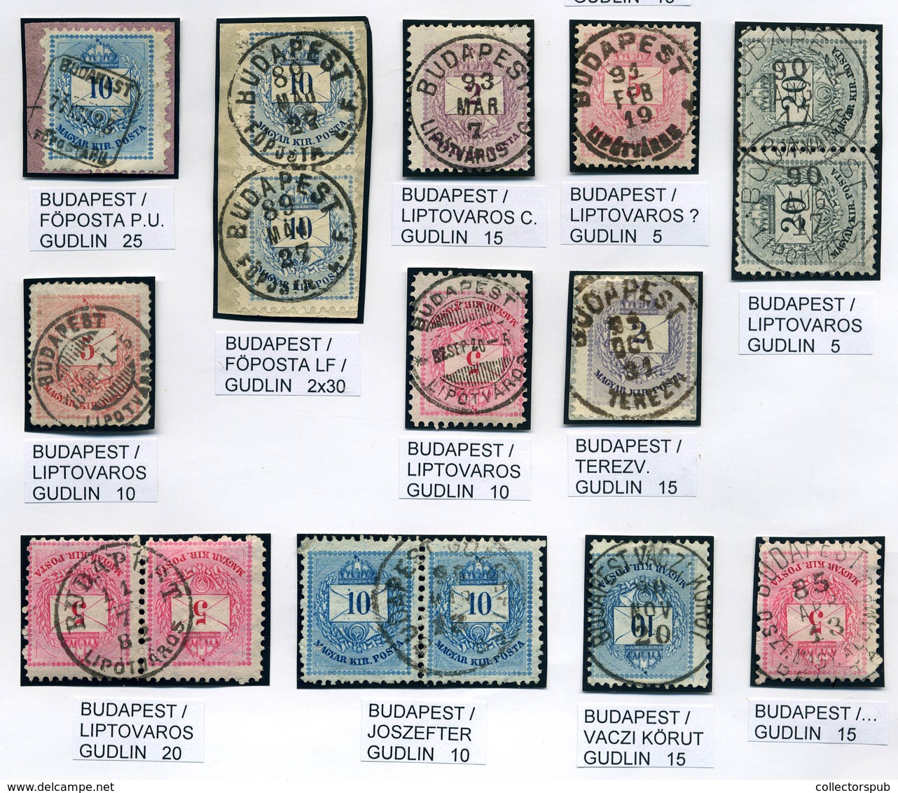 BUDAPEST Krajcáros Bélyegzések Albumlapon,válogatott Darabok, Jó Tétel! - Used Stamps