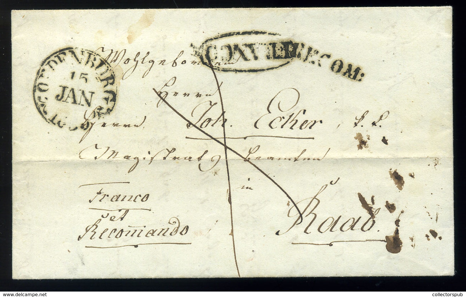 SOPRON 1850.01.15. Ajánlott, Franco Levél, Tartalommal Győrbe Küldve - ...-1867 Prephilately