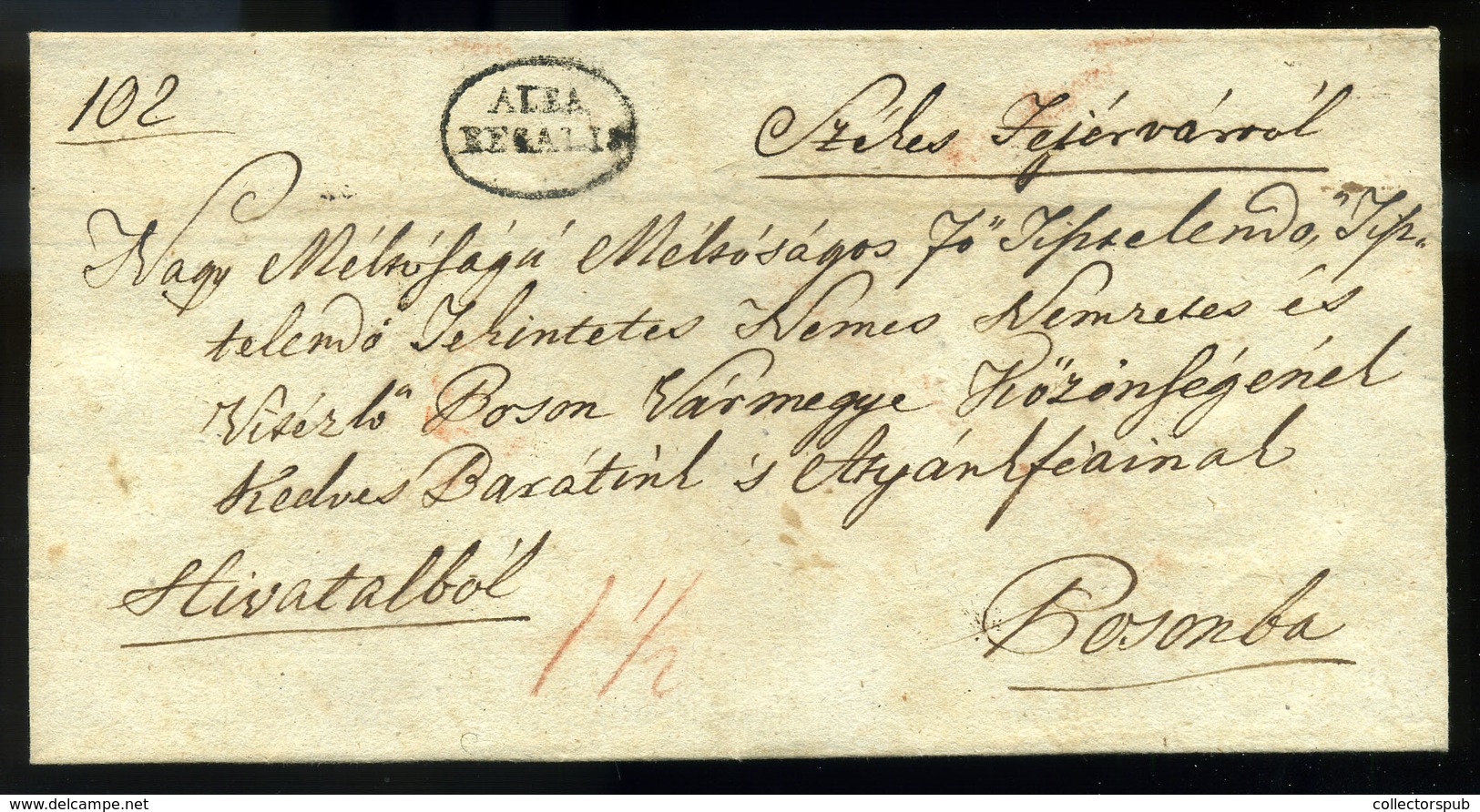 SZÉKESFEHÉRVÁR 1820. Hivatalos, Szép Levél "Alba Regalis" Pozsonyba Küldve - ...-1867 Préphilatélie