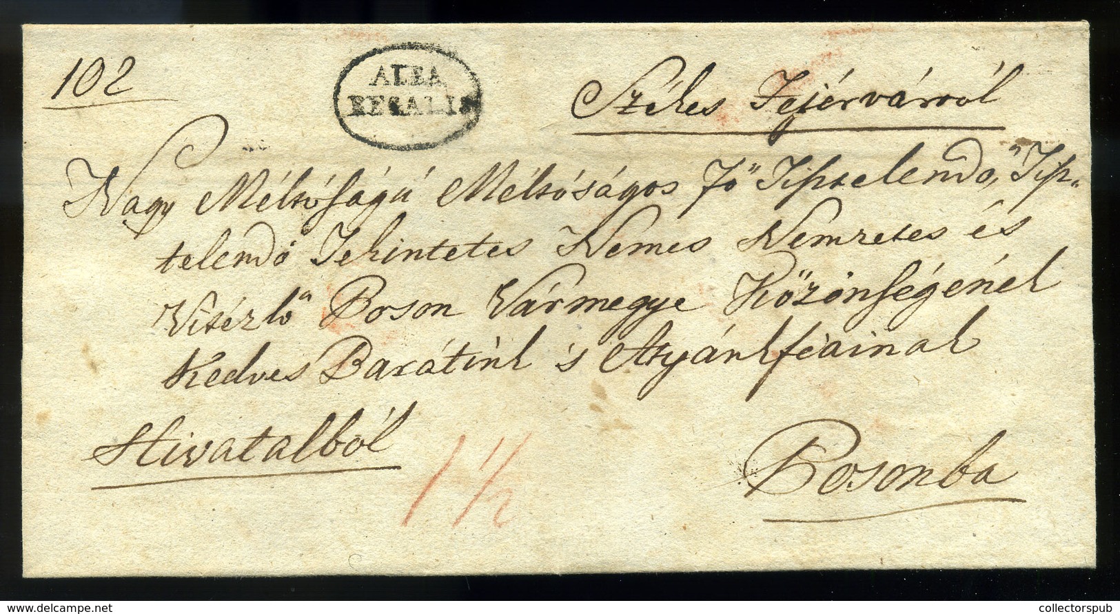 SZÉKESFEHÉRVÁR 1820. Hivatalos, Szép Levél "Alba Regalis" Pozsonyba Küldve - ...-1867 Prephilately