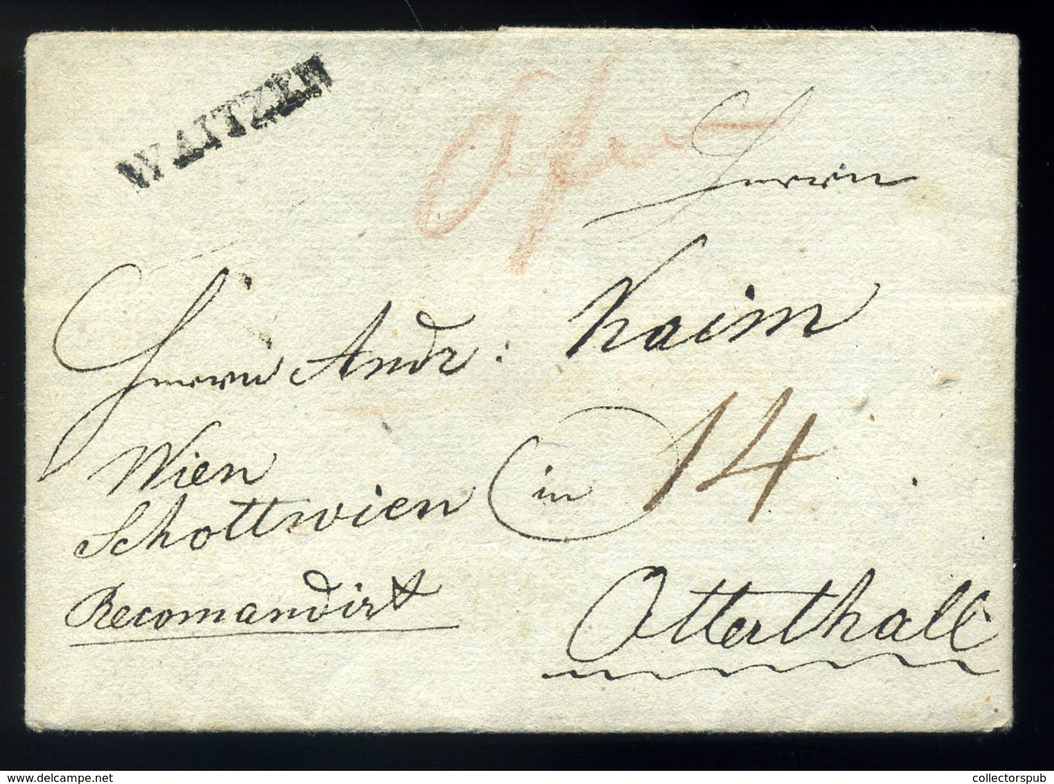 VÁC 1836. Ajánlott, Portós Levél "Waitzen" Otterthal-ba Küldve - ...-1867 Prephilately