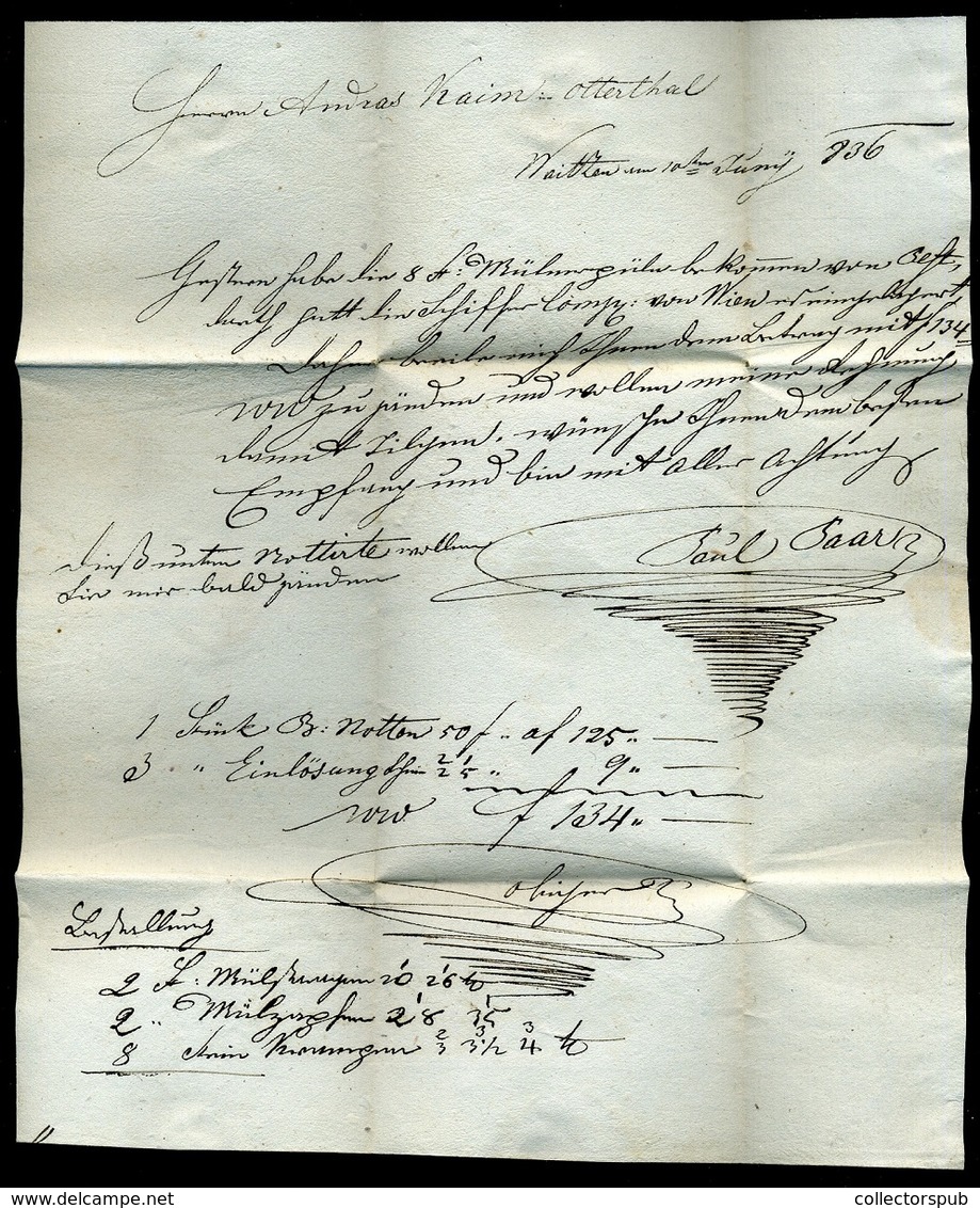 VÁC 1836. Ajánlott, Portós Levél "Waitzen" Otterthal-ba Küldve - ...-1867 Préphilatélie
