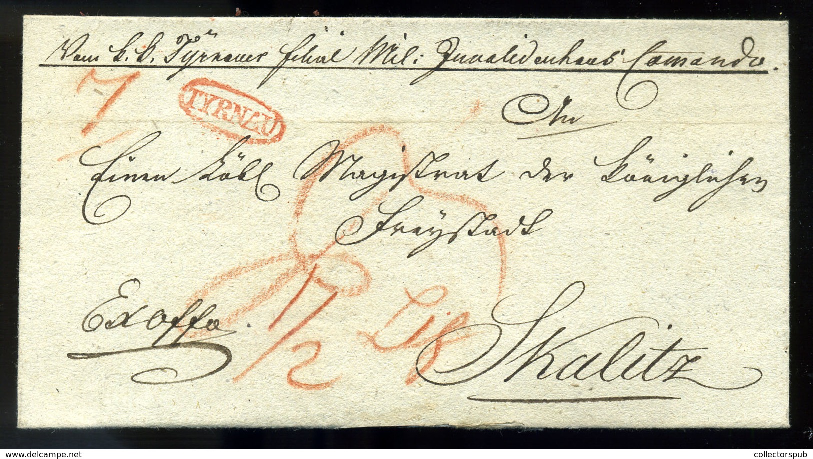 NAGYSZOMBAT 1830. Ex Offo Katonai Levél, Tartalommal Skalitz-ra Küldve - ...-1867 Prephilately