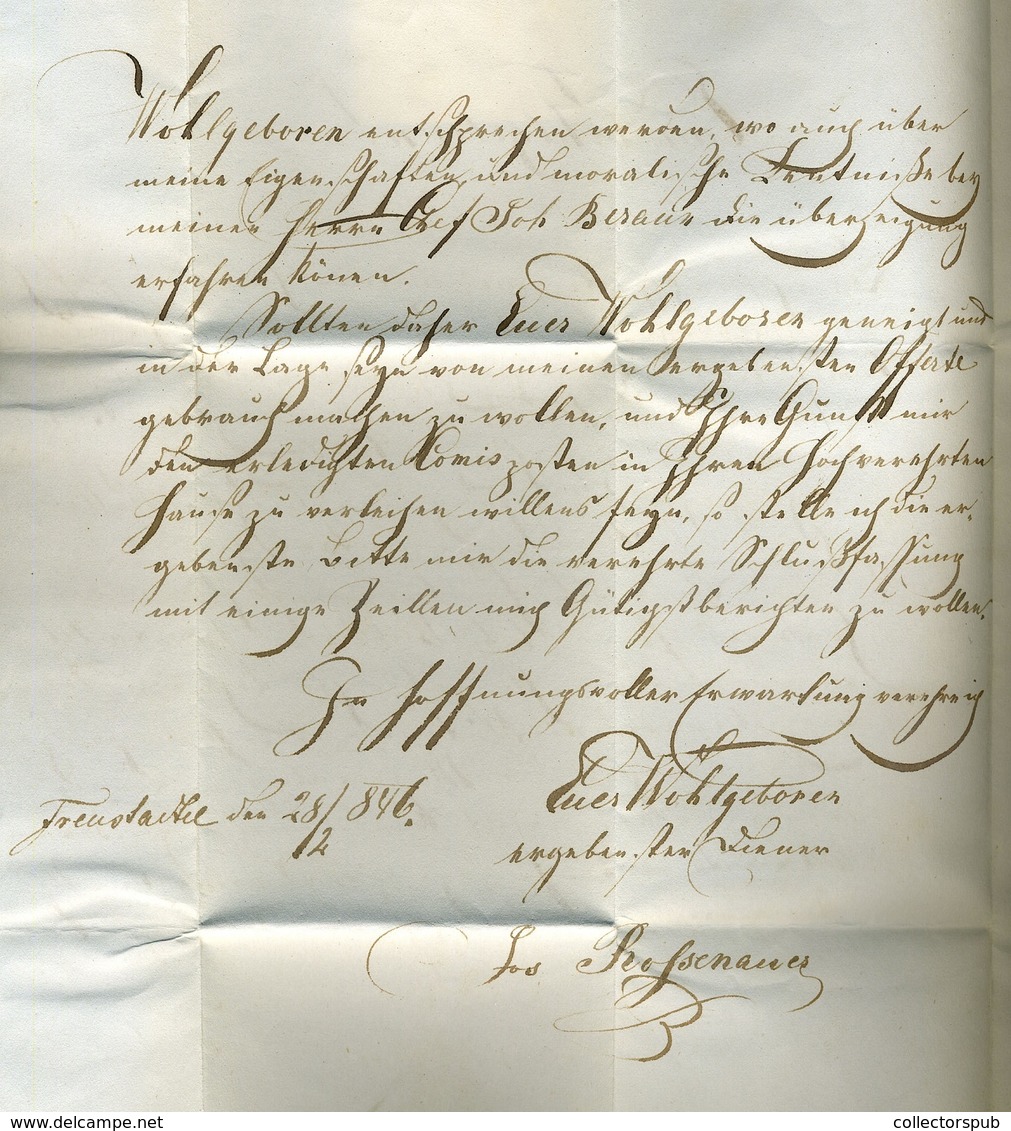 SELMECBÁNYA 1846. Dekoratív Portós Levél Nyitrára Küldve  /  Nice Unpaid Letter To Nyitra, Decorative - ...-1867 Préphilatélie
