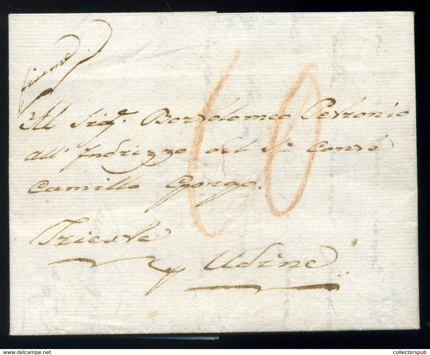 FIUME 1790. Portós Levél Tartalommal Udinébe Küldve  /  Nice Unpaid Letter To Udine, Cont. - Croatia