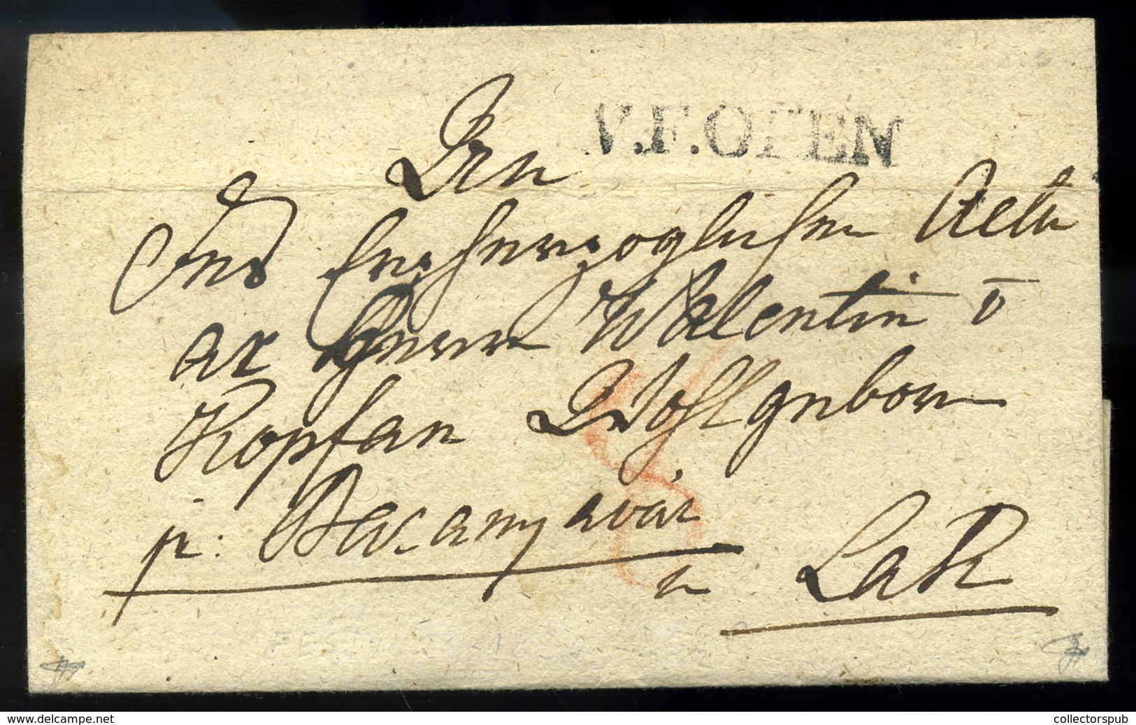 BUDA 1830. Portós Levél, "V.F.OFEN" Lakra Küldve  /  Nice Unpaid Letter To Lak - ...-1867 Prephilately