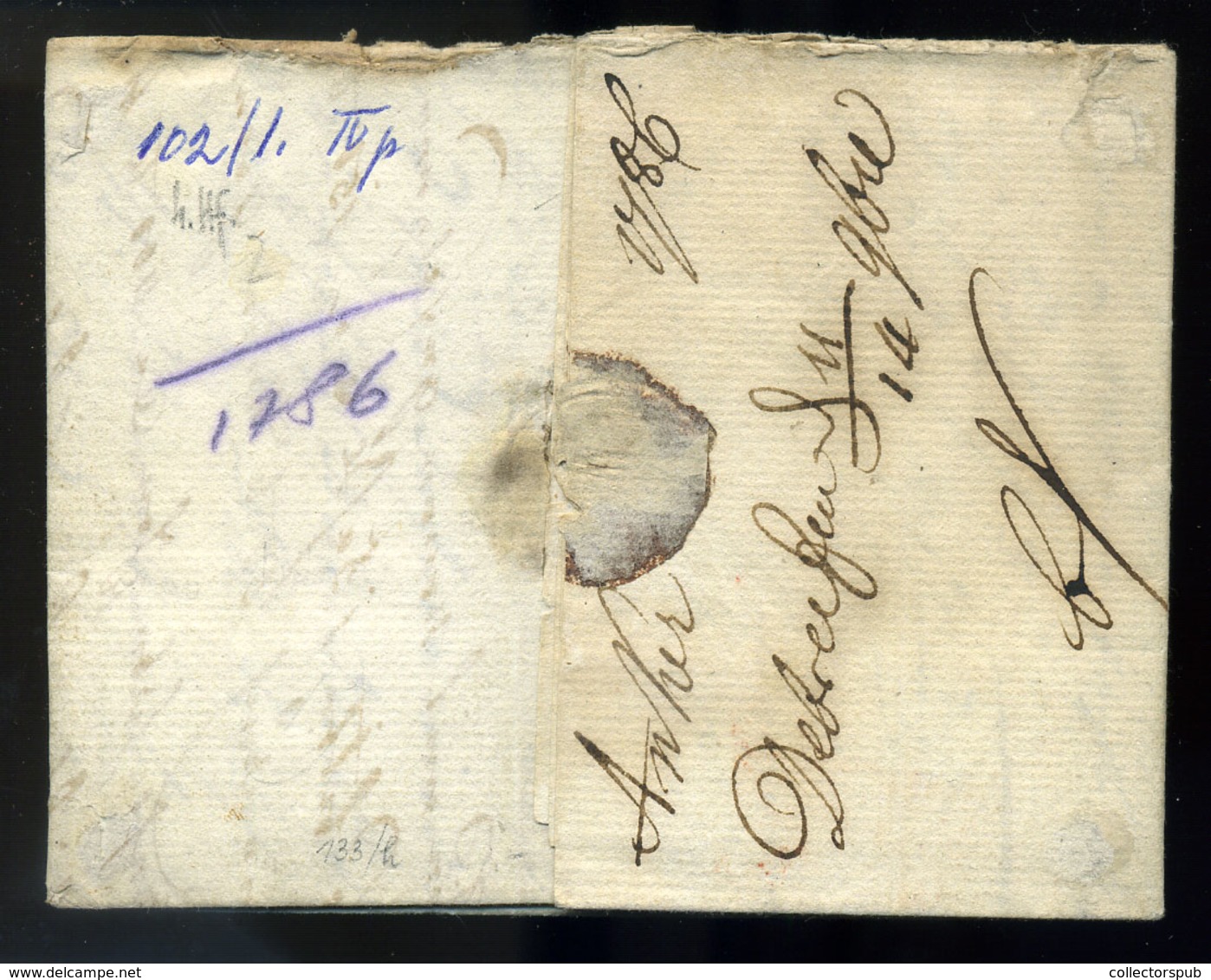 DEBRECEN 1786. Portós Levél Tartalommal Pestre Küldve  /  Nice Unpaid Letter To Pest, Cont. - ...-1867 Prefilatelia