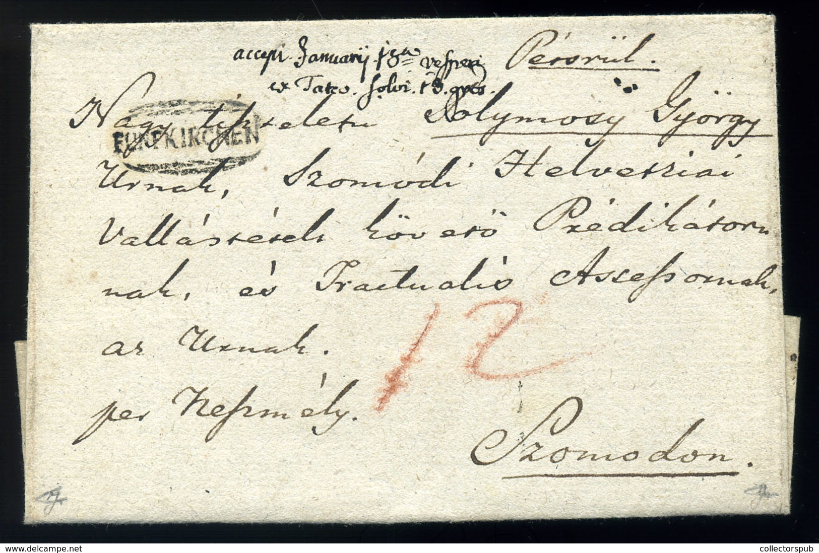 PÉCS Érdekes Portós Levél Szomodra Küldve  /  Nice Unpaid Letter To Szomod, Intr. - ...-1867 Prephilately