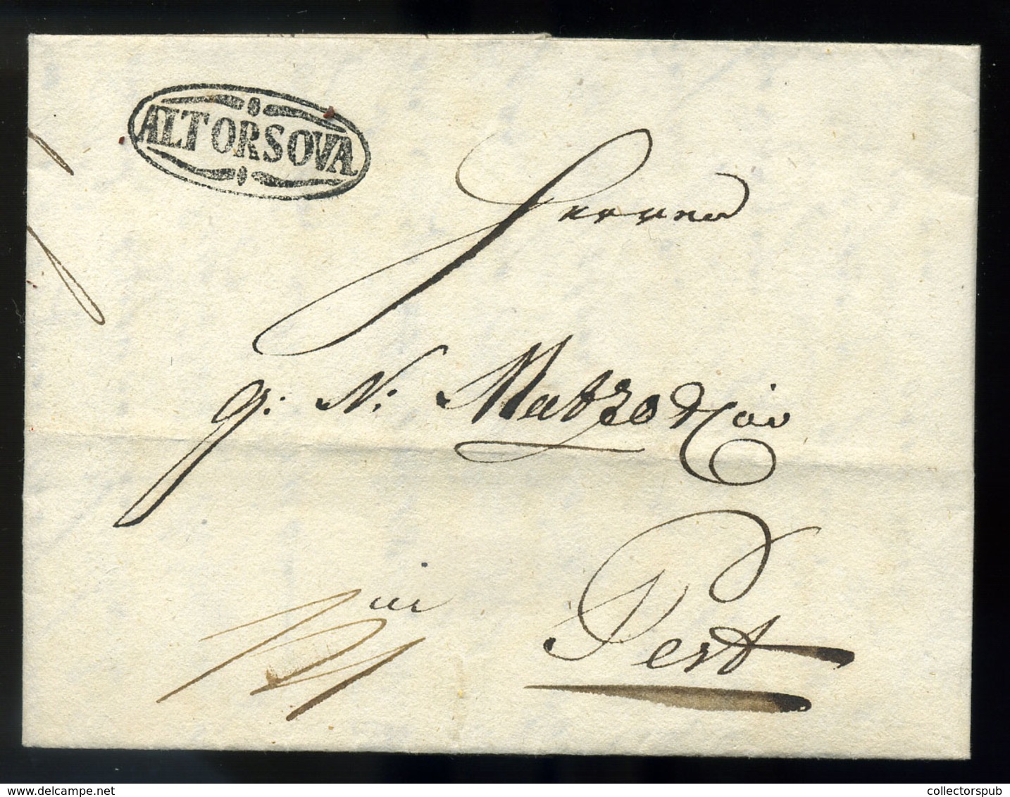 ALTORSOVA 1837. Dekoratív Portós Levél, Tartalommal Pestre Küldve   /  Nice Unpaid Letter To Pest, Decorative - ...-1867 Préphilatélie