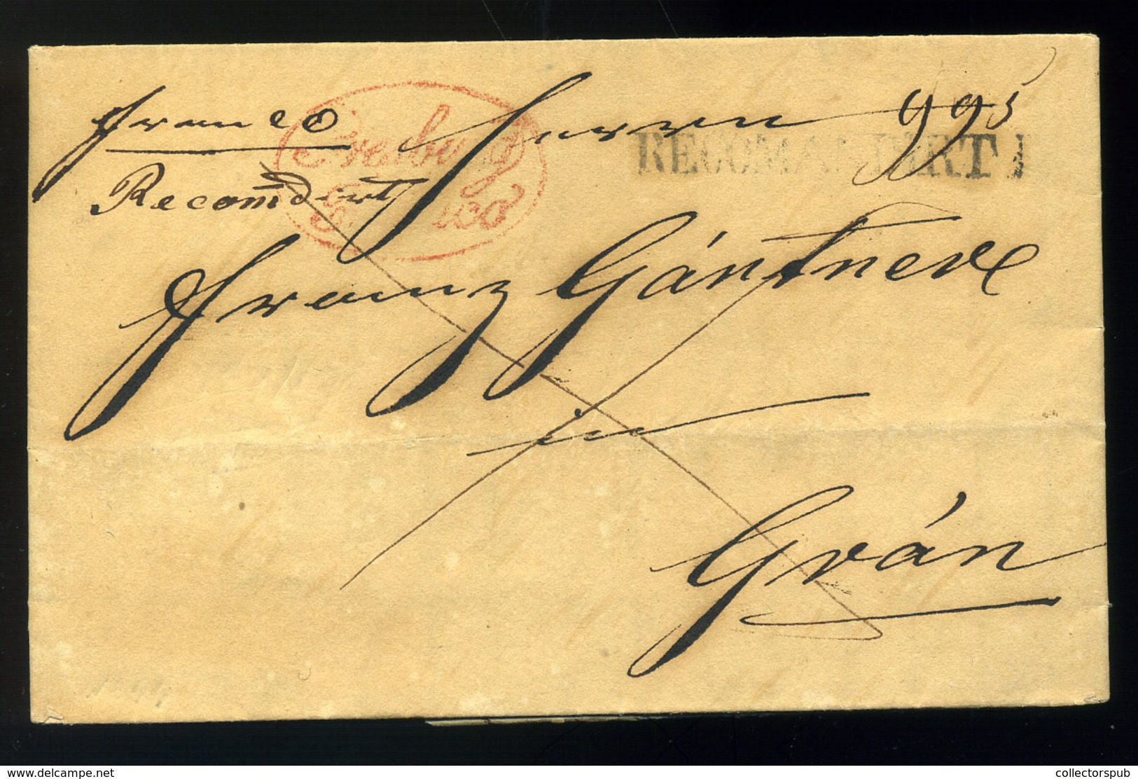 POZSONY 1844. Portós Levél, Tartalommal Piros "Presburg Franco" + "Recomandirt" Esztergomba Küldve  /  Nice Unpaid Lette - ...-1867 Prephilately