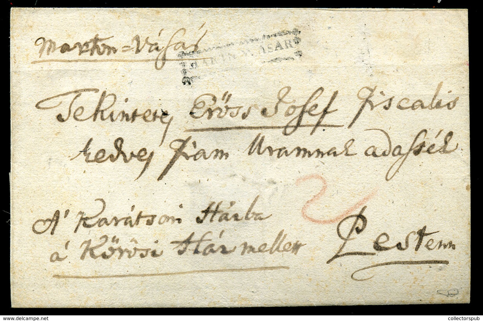 MARTONVÁSÁR 1821. Portós Levél Pestre Küldve  /  Nice Unpaid Letter To Pest - ...-1867 Prephilately