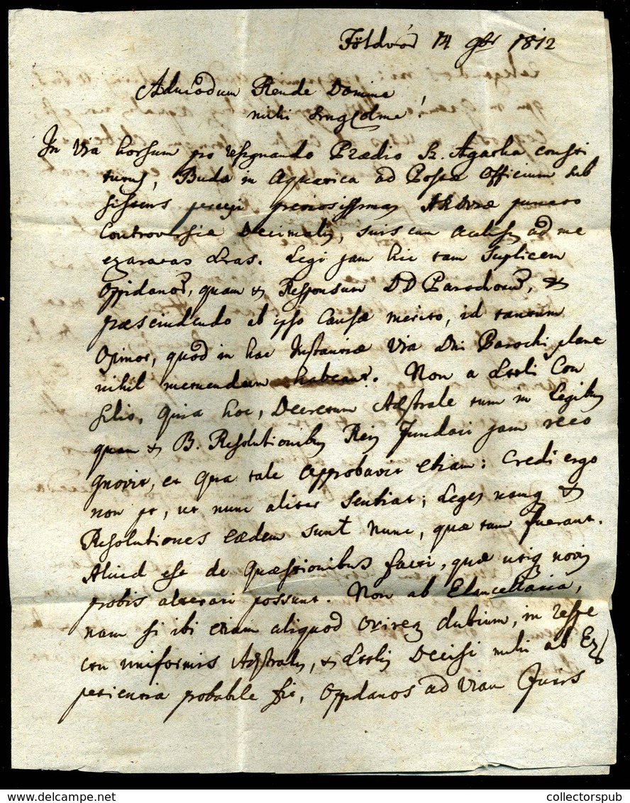 1812. Földváron Megírt Levél , Tartalommal 7 Kr Portóval Poprádra Küldve  /  Letter Written In Földvár, Cont. 7Kr Unpaid - ...-1867 Préphilatélie
