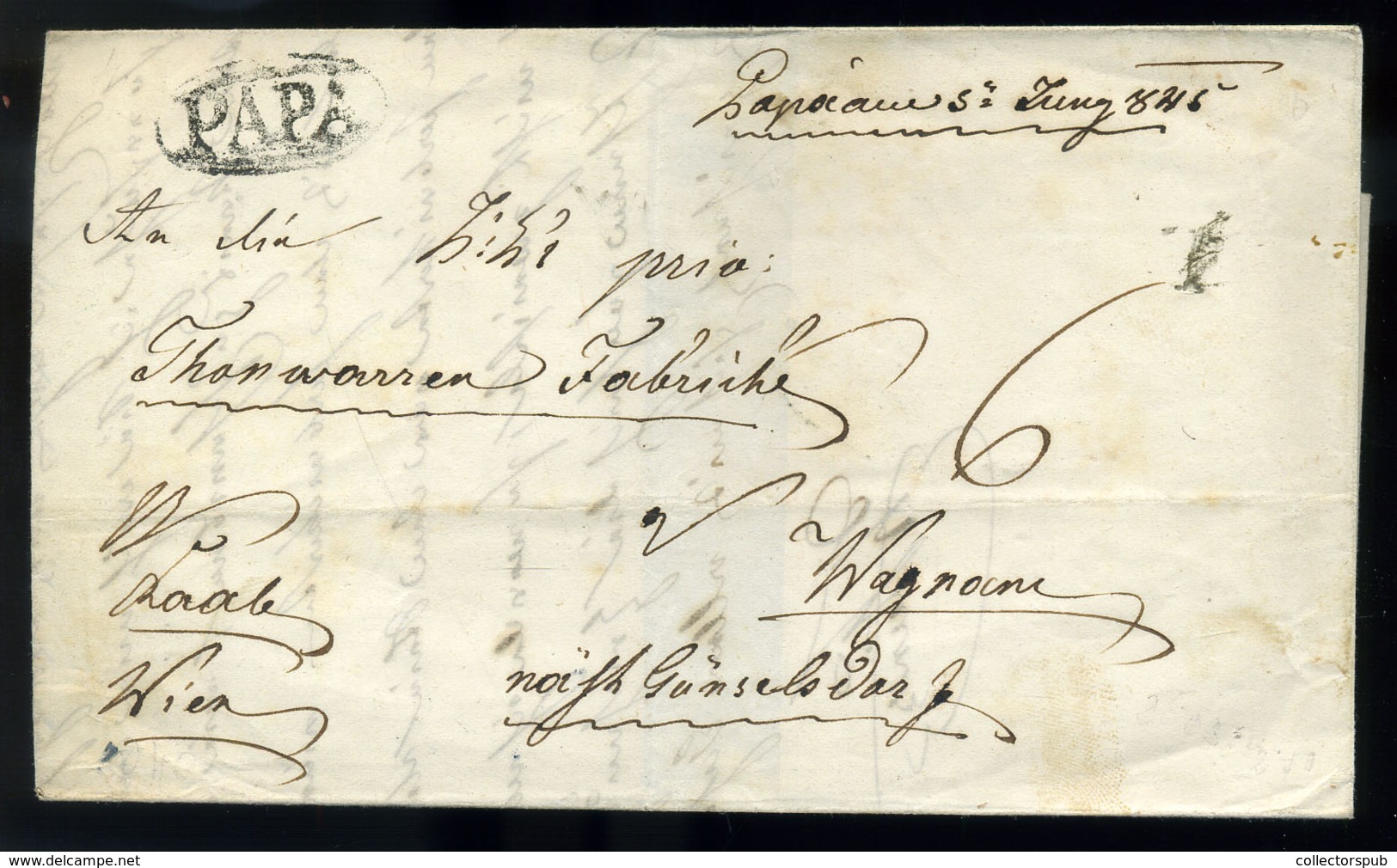 PÁPA 1845. Portós Levél, Tartalommal Ausztriába Küldve, érk. Bélyegzéssel  /  Unpaid Letter, Cont. To Austria Arrival Pm - ...-1867 Préphilatélie