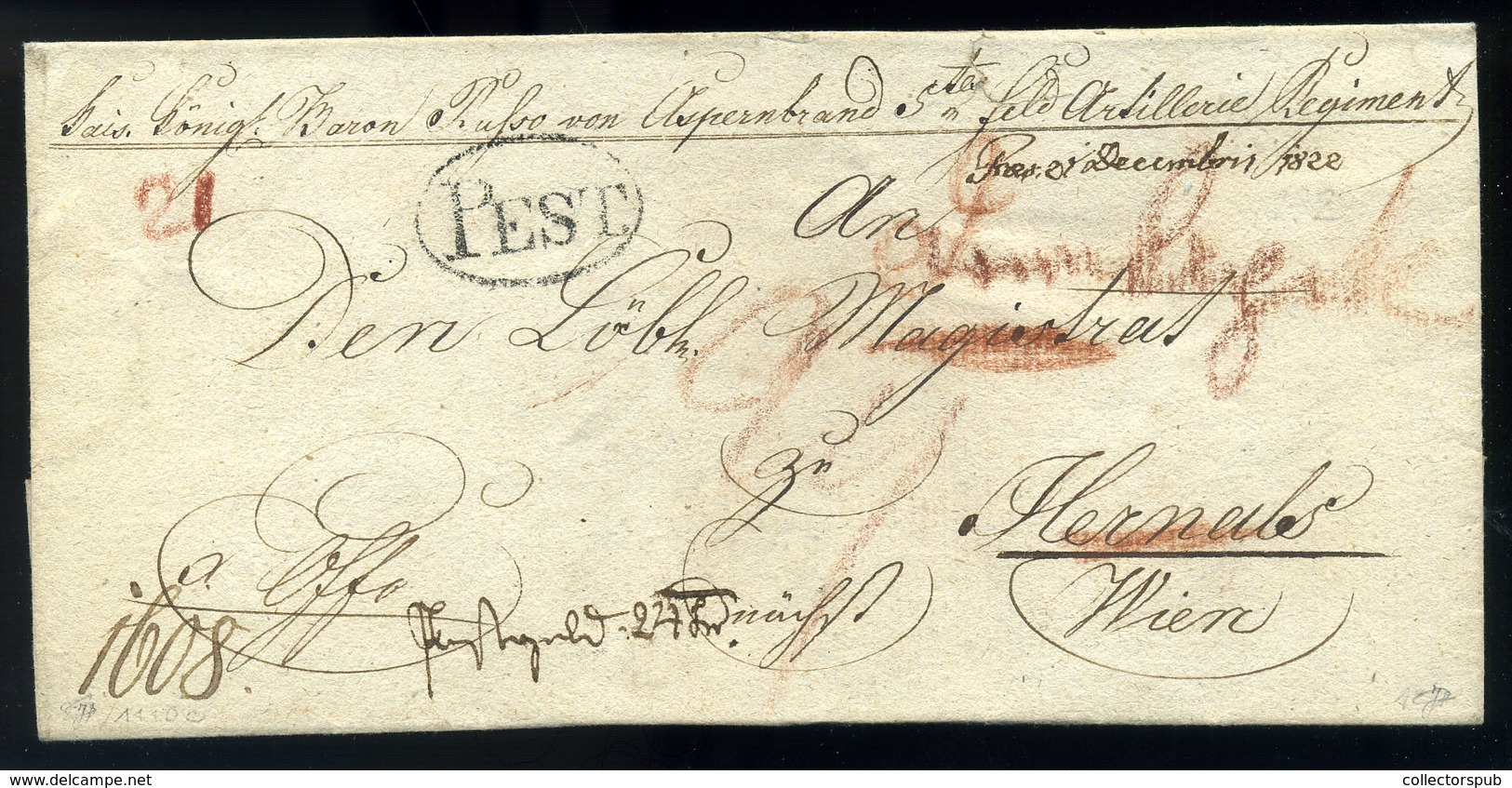 PEST 1829. Érdekes Ex Offo Levél , Továbbküldéssel Bécsbe  /  Intr. Official Letter Forwarded To Vienna - ...-1867 Prephilately