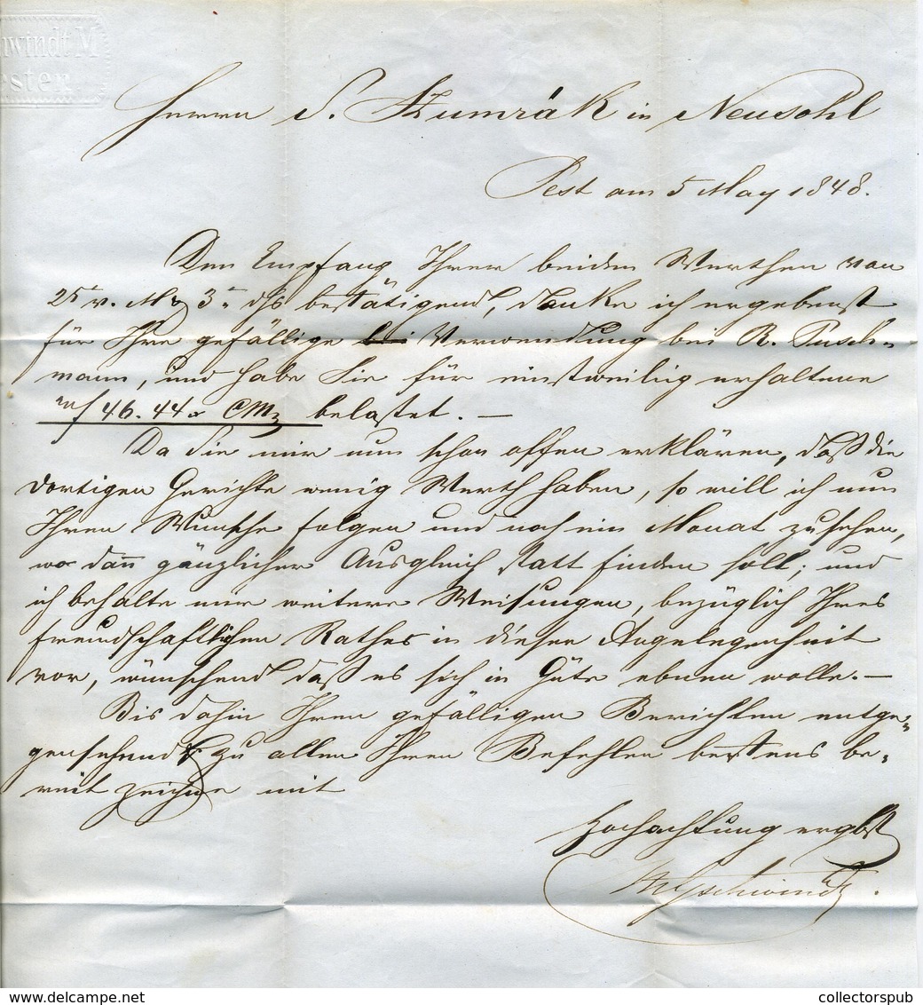 PEST 1848.05. Portós Levél Besztercebányára Küldve  /  Unpaid Letter To Besztercebánya - ...-1867 Préphilatélie