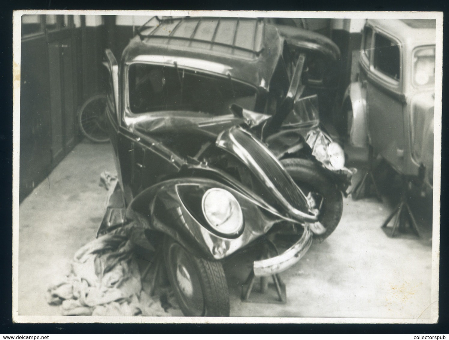 1936. Totálkáros Automobil érdekes Hátoldali Szöveggel, Régi Fotó  /  Wrecked Car Intr. Script On Back Vintage Photo - Altri & Non Classificati