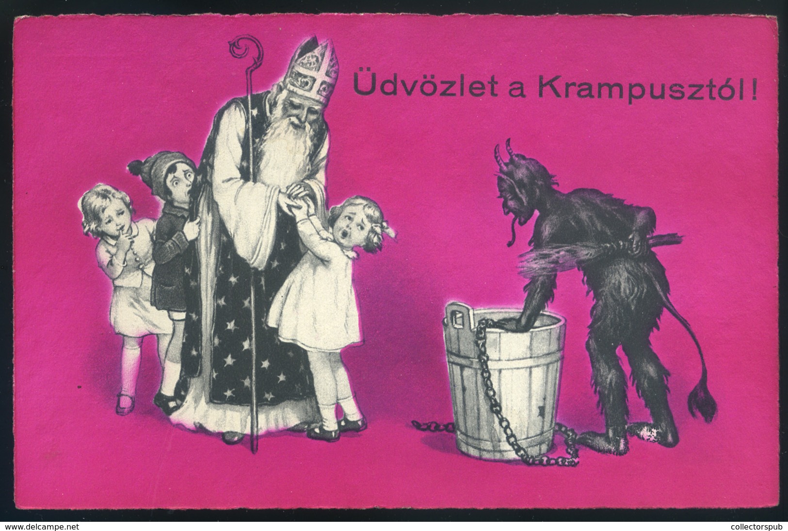 Télapó, Krampusz Régi Képeslap  /  Santa, Krampus  Vintage Pic. P.card - Kerstman