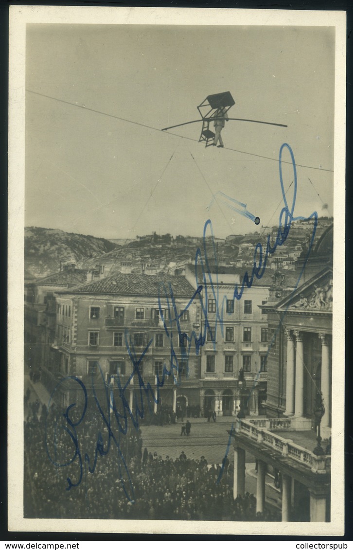 GYÖNGYÖS 1932. Akrobata A Város Felett, Aláírt, Fotós Képeslap  /  Acrobat Above The City, Signed Photo  Vintage Pic. P. - Hungary